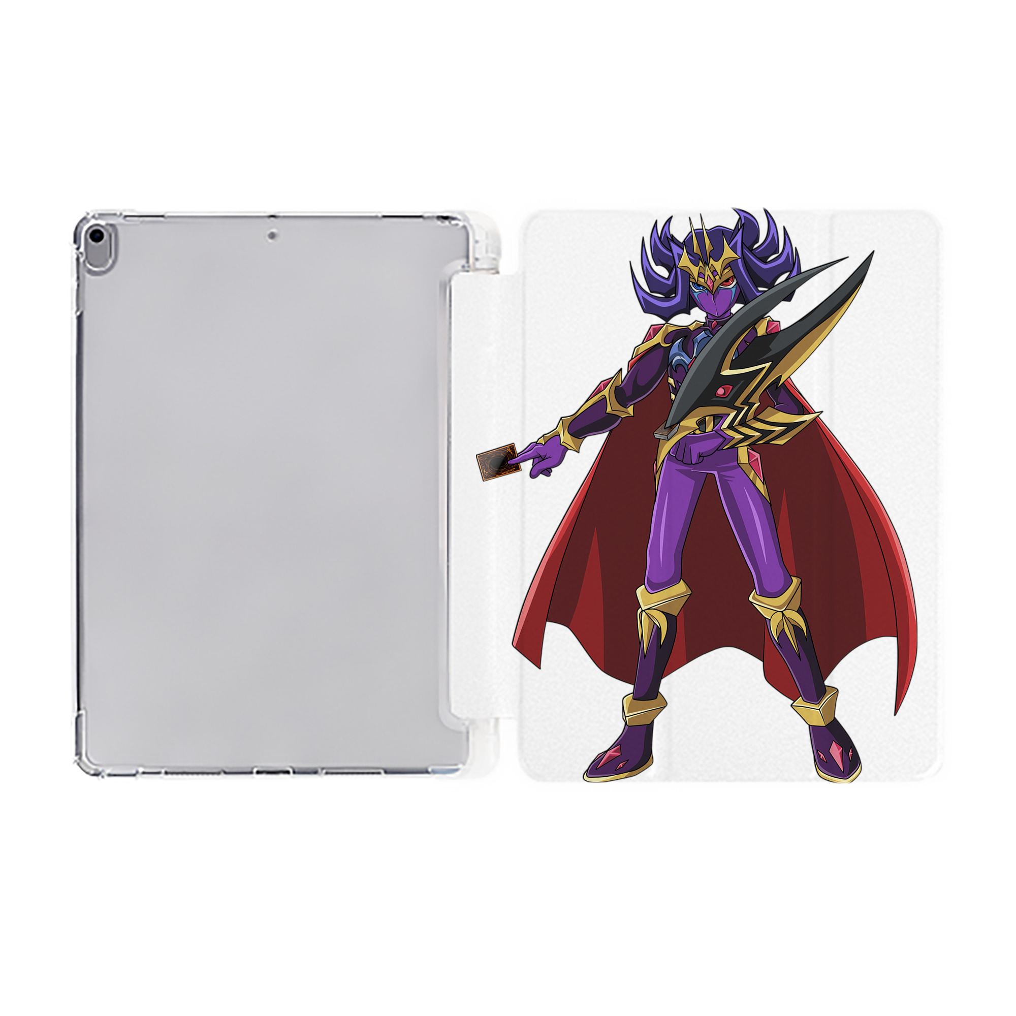 （画像用） 遊☆戯☆王 Yu-Gi-Oh! IPad ケース ペン収納付き 三つ折りスタンド PUレザー×シリコン 対応機種9.5/10.5/10.9インチ